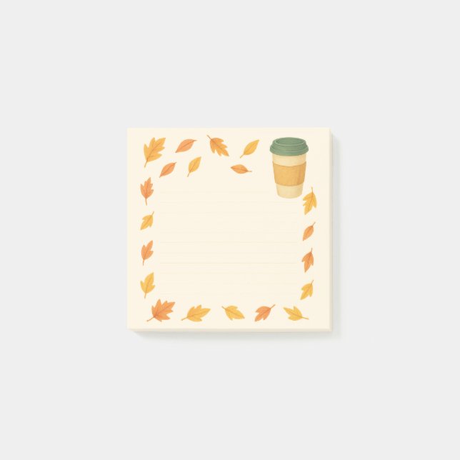 Notas Post-it® Café Acogedor De Otoño - Caída De Hojas (Anverso)
