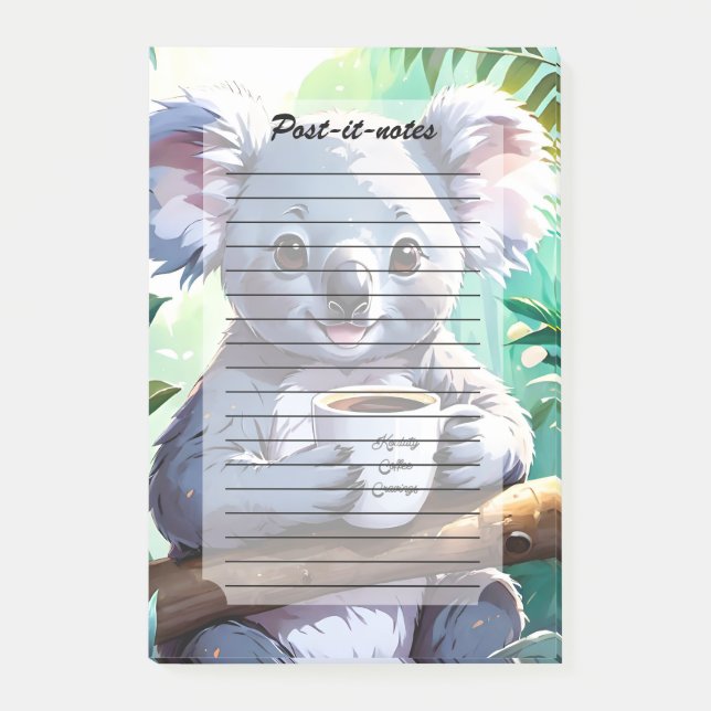 Notas Post-it® Café Cozy Jungle Koala (Anverso)