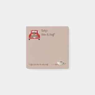 Notas Post-it® Café personalizado y pequeño camión rojo