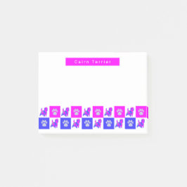 Notas Post-it® Cairn Terrier Dog & Paw Hot Pink & Blue