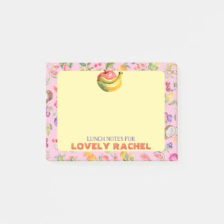 Notas Post-it® Caja de almuerzo rosa personalizada con patrón de