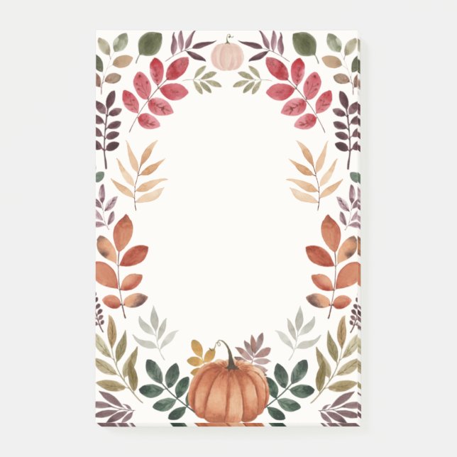 Notas Post-it® Calabaza acuática y hojas otoñales (Anverso)