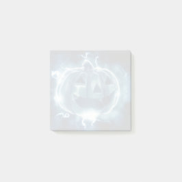 Notas Post-it® calabaza de Halloween bajo la lluvia