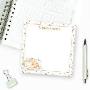 Notas Post-it® Calabaza de otoño Pastel Naranja Nombre Verde del 