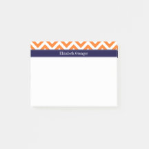 Calabaza Naranja Grande Chevron Azul Marino Monogr