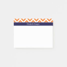 Notas Post-it® Calabaza Naranja Grande Chevron Azul Marino Monogr