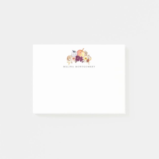 Notas Post-it® Calabaza y flores caen personalizadas (Anverso)