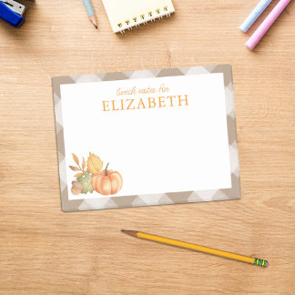 Notas Post-it® Calabazas de Otoño Personalizadas Almuerzo Niños