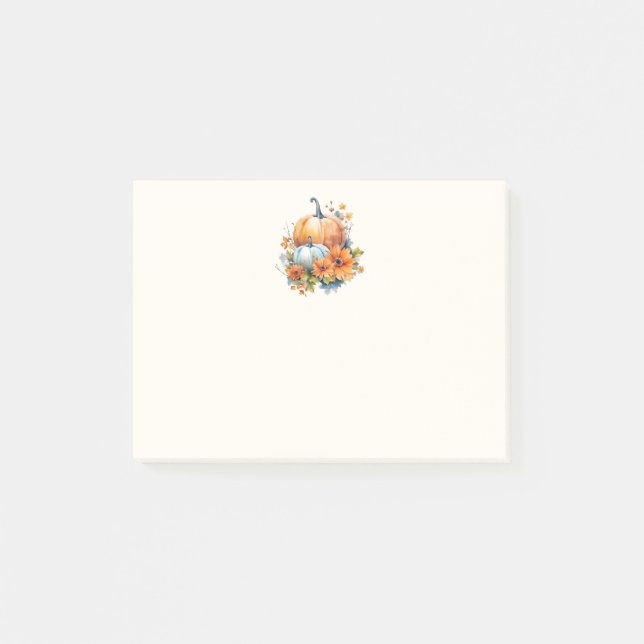 Notas Post-it® Calabazas otoñales con flores y follaje (Anverso)