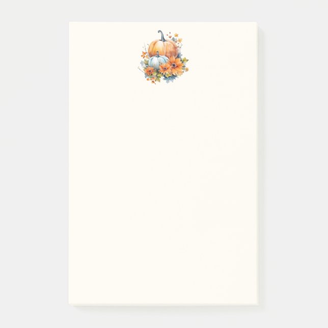 Notas Post-it® Calabazas otoñales con flores y follaje (Anverso)