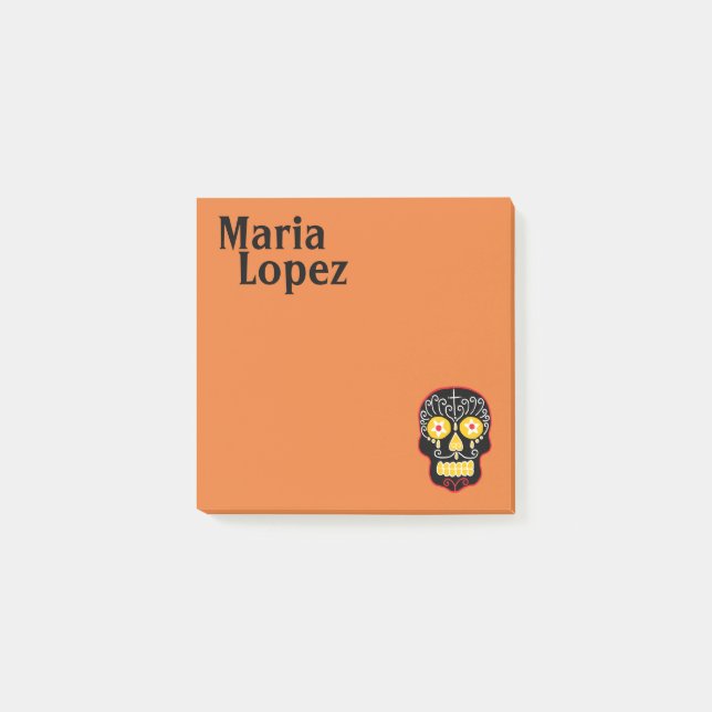 Notas Post-it® Calavera de Azúcar Negra (Anverso)