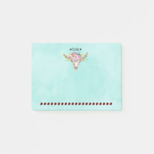 Notas Post-it® Calavera De Boho De Texas Con Moda De Flores