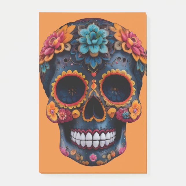 Notas Post-it® Calavera de Halloween Naranja (Anverso)