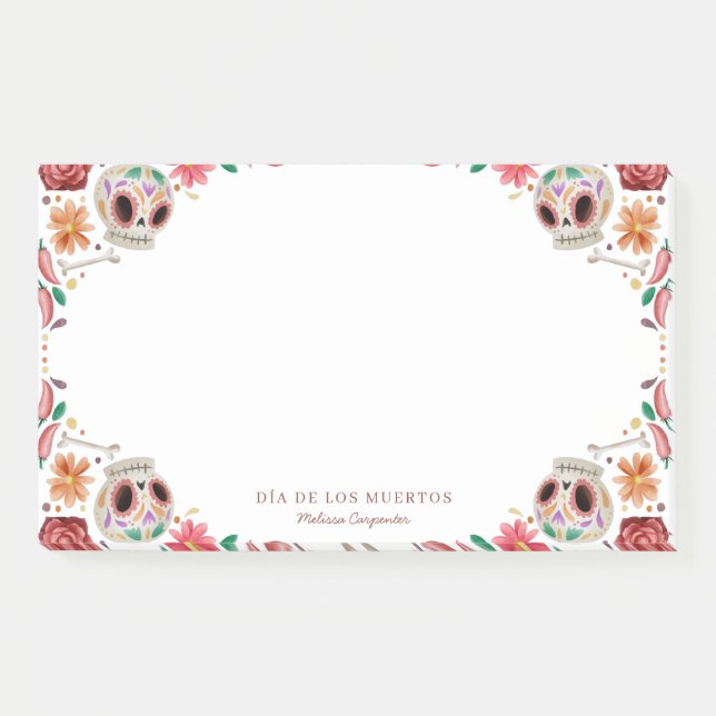 Notas Post-it® Calaveras de azúcar Día de los Muertos Tema (Anverso)