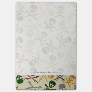 Notas Post-it® Calaveras piratas con espadas cruzadas