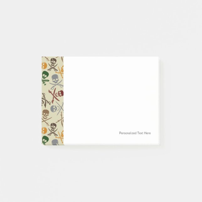 Notas Post-it® Calaveras piratas con espadas cruzadas (Anverso)