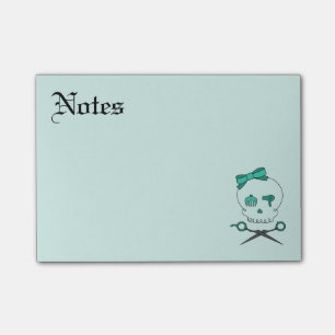 Notas Post-it® Calavero estilista del cabello y tijera cruces - T