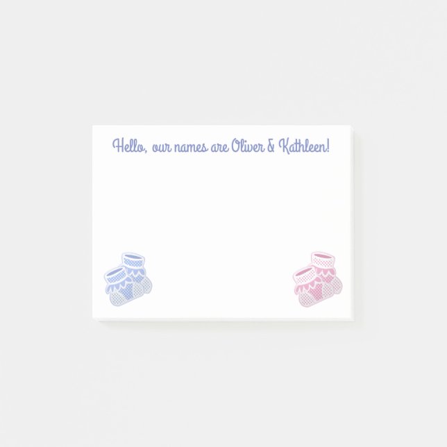 Notas Post-it® calcetines rosas y azules (Anverso)