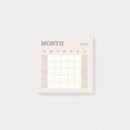 Notas Post-it® Calendario de planificación mensual mínimo de Beig