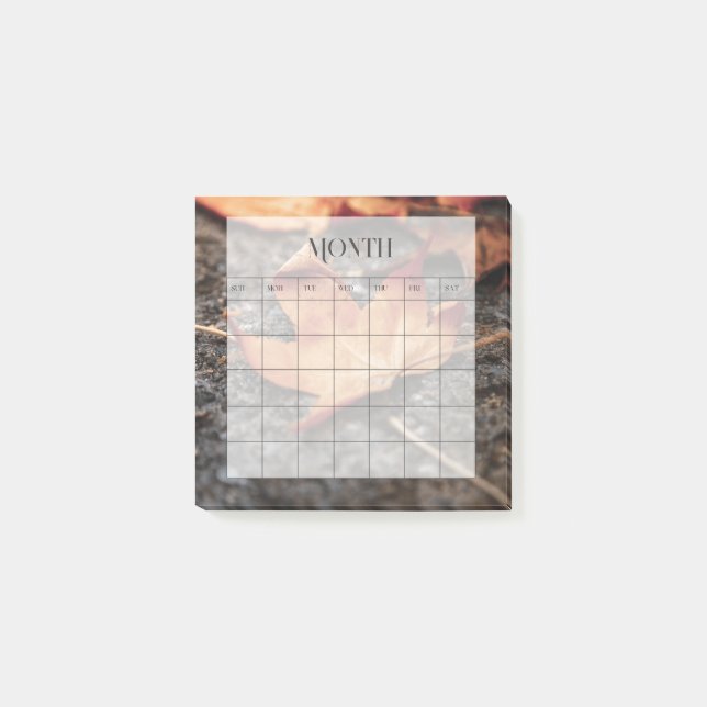 Notas Post-it® Calendario de planificación mensual mínimo moderno (Anverso)