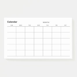 Notas Post-it® Calendario de planificación mensual simple y minim