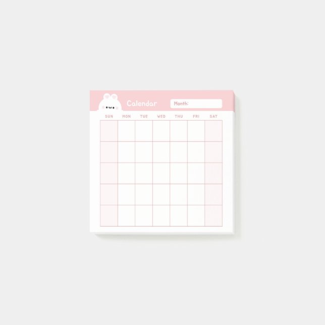 Notas Post-it® Calendario de planificación mensual simple y minim (Anverso)