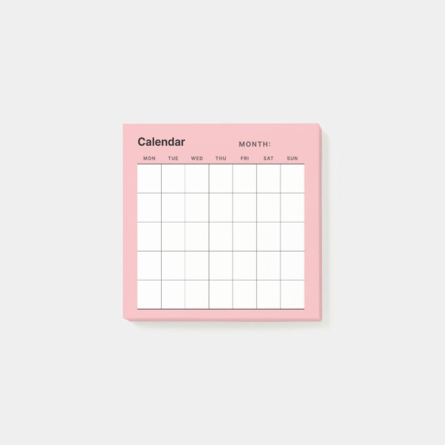 Notas Post-it® Calendario de planificación mensual simple y minim (Anverso)