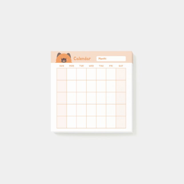 Notas Post-it® Calendario de planificación mensual simple y minim (Anverso)