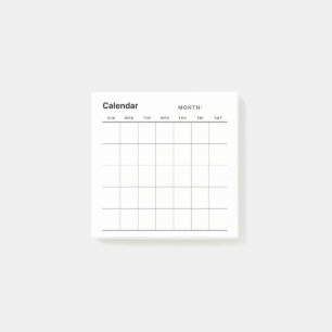 Notas Post-it® Calendario de planificación mensual simple y minim