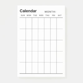 Notas Post-it® Calendario de planificación mensual simple y minim