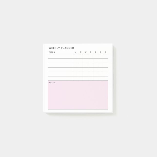 Notas Post-it® Calendario de planificación semanal simple minimal (Anverso)