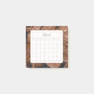 Notas Post-it® Calendario de programación mensual simple marrón