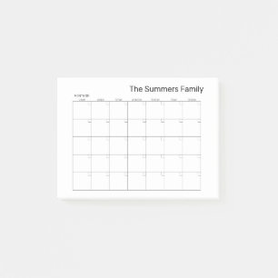 Notas Post-it® Calendario en Blanco Planificador Mensual Personal