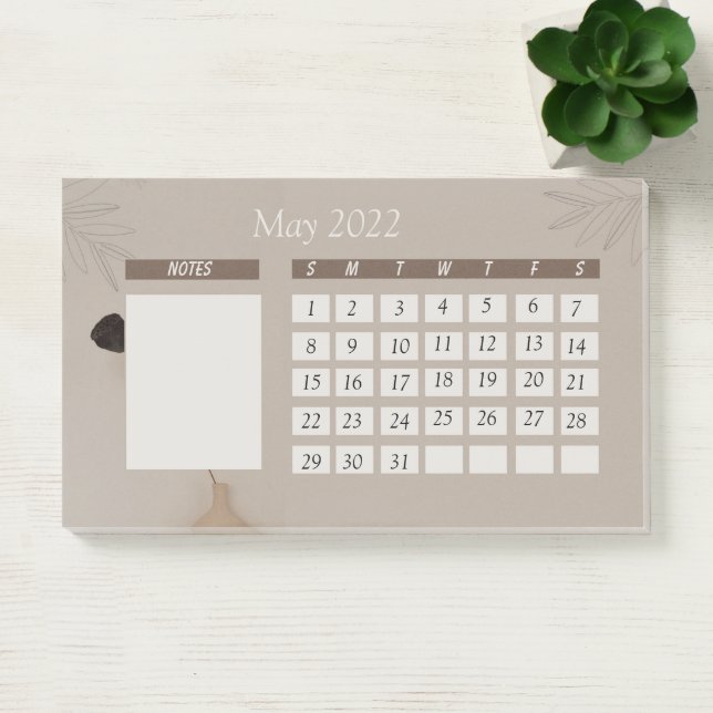 Notas Post-it® Calendario mensual Minimalista beige marrón (Oficina)