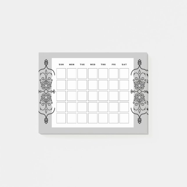 Notas Post-it® calendario mensual pequeño (Anverso)