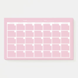 Notas Post-it® Calendario rosa claro sin fecha