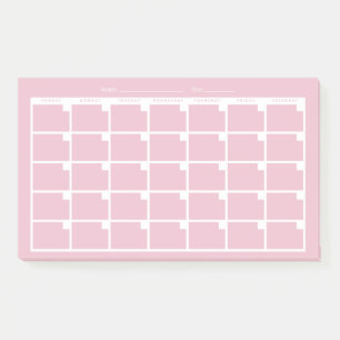 Notas Post-it® Calendario rosa claro sin fecha