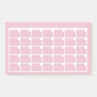 Notas Post-it® Calendario rosa claro sin fecha