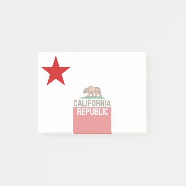 Notas Post-it® CALIFORNIA Bandera Estatal REPÚBLICA Gran Estrella (Anverso)