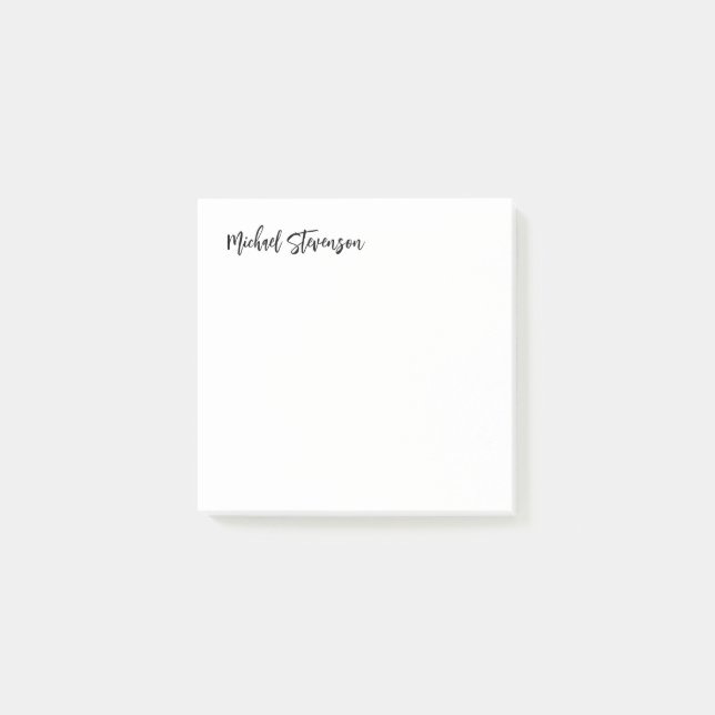 Notas Post-it® Caligrafía Blanco negro Personalizado Llanura Mode (Anverso)