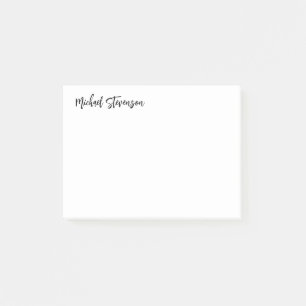 Notas Post-it® Caligrafía Blanco negro Personalizado Llanura Mode
