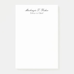 Notas Post-it® Caligrafía clásica Elegante Plata Simple Blanco