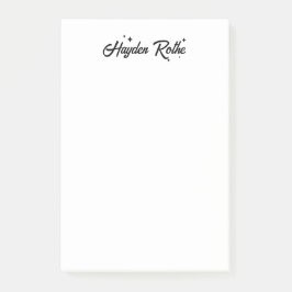 Notas Post-it® Caligrafía retro blanca y negra caprichosa