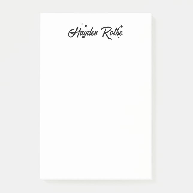 Notas Post-it® Caligrafía retro blanca y negra caprichosa (Anverso)