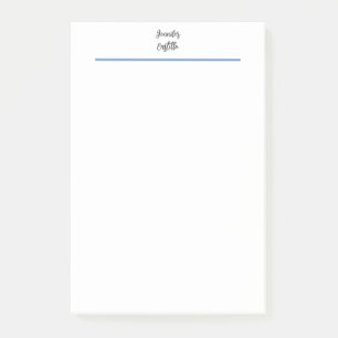 Notas Post-it® Calligrafía Minimalista blanca y azul llana