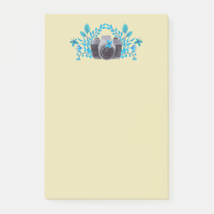 Notas Post-it® Cámara Con Hojas Azules De Azure Y Mariposas