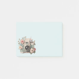 Notas Post-it® Cámara con imagen retro pastel de flores