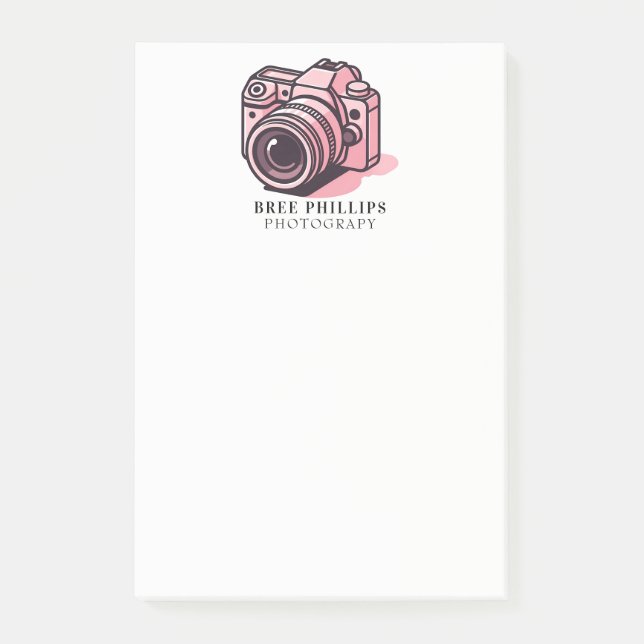 Notas Post-it® Cámara réflex digital personalizada de moda rosa F (Anverso)