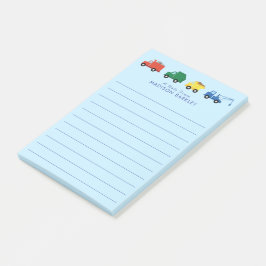 Notas Post-it® Camiones vehículos de construcción niño pequeño de