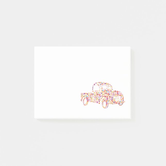Notas Post-it® Camioneta Vieja Floral (Anverso)